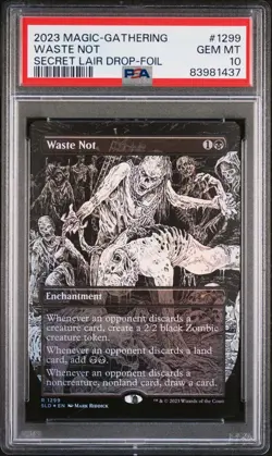 Waste Not Borderless FOIL 1299 Secret Lair MTG Gem Mint PSA 10 - Image 1