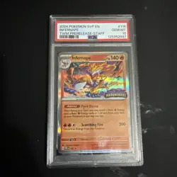 2024 POKEMON TWILIGHT MASQUERADE INFERNAPE SVP116 PRERELEASE STAFF PROMO PSA 10 - Image 1