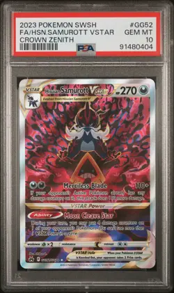 2023 POKEMON SWORD & SHIELD CROWN ZENITH FULL ART/HISUIAN SAMUROTT VSTAR PSA 10 - Image 1