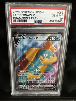 PSA 10 DREDNAW V #069 (FULL ART) - 2020 POKEMON SWSH CHAMPION’S PATH - Image 1