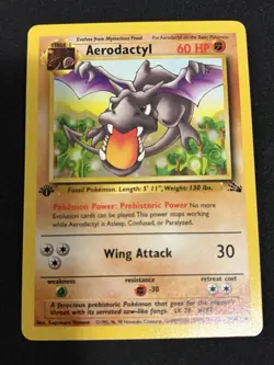 1999 Pokemon Fossil Aerodactyl 1st Edition 16 NM - Image 1
