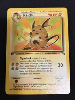 1999 Pokemon Fossil Raichu 1st Edition 29 NM - Image 1