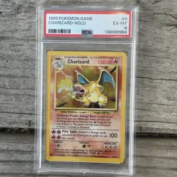 1999 POKEMON BASE SET UNLIMITED #4 CHARIZARD-HOLO PSA 6 - Image 1