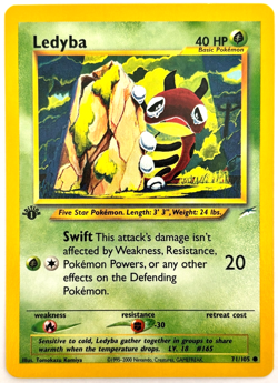 1st Edition Ledyba 71/105 Neo Destiny Pokemon 2002 M/NM Pack to Sleeve - Image 1