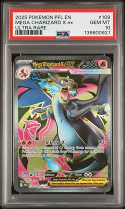 2025 POKEMON PFL EN-PHANTASMAL FLAMES ULTRA RARE #109 MEGA CHARIZARD X EX PSA 10 - Image 1