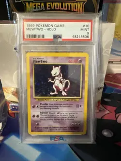 1999 Pokemon Base Set Mewtwo #10/102 Unlimited Holo Rare PSA 9 - Image 1