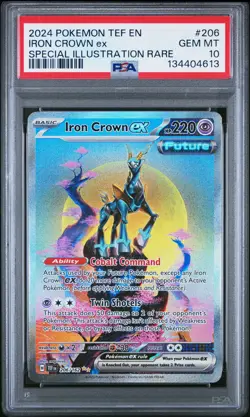 2024 POKEMON TEF EN-TEMPORAL FORCES #206 IRON CROWN EX PSA 10 - Image 1