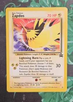 2000 WOTC POKEMON MOVIE ZAPDOS #23 NON-HOLO BLACK STAR PROMO AOKI ERROR A - Image 1