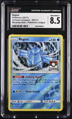 CGC 8.5 2017 Pokemon Regice Reverse Holo 28/111 Crimson Invasion League Promo - Image 1