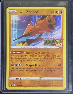 Galarian Zapdos SWSH124 Evolving Skies Prerelease Holo Rare Promo Pokemon Card - Image 1