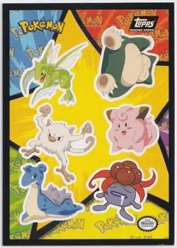 Pokemon Snorlax Sticker Card Topps Movie Edition Black Logo Lapras Clefairy - Image 1