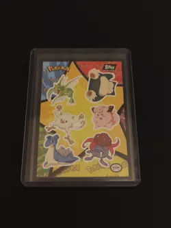 Pokemon Snorlax Sticker Card Topps Movie Edition Black Logo Lapras Clefairy - Image 3