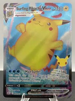 Pikachu VMAX Holo Surfing Celebrations Card 009/025 NM Condition - Image 1