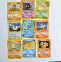 Pokemon TCG Base Set 9 Card Non Holo Lot - MP-LP Condition - Image 1