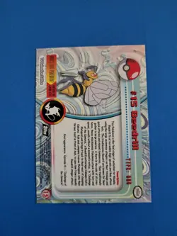 Topps Pokemon #15 Beedrill HOLO/FOIL CARD - TV Animation Edition, 1999, NM - Image 3