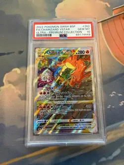 2022 POKEMON SWSH BLACK STAR PROMO #262 FULL ART/CHARIZARD VSTAR PSA 10 - Image 1
