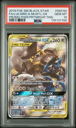 2019 Pokemon Black Star Promo Lucario & Melmetal GX #SM192 Fa Power PSA 10 - Image 1
