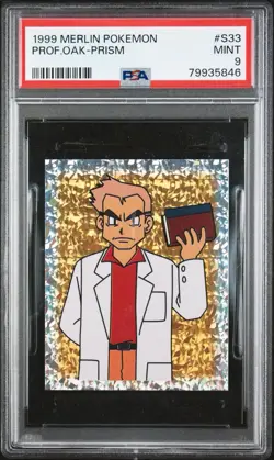 1999 Merlin Pokemon S33 Prof.Oak - Prism PSA Mint 9 - Image 1