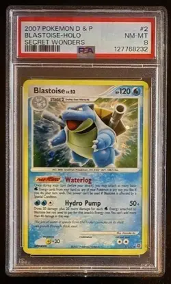 2007 POKEMON D&P SECRET WONDERS #2 BLASOISE HOLO PSA 8 - Image 1