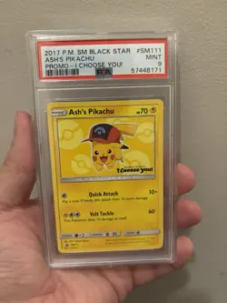 PSA 9 Ash's Pikachu SM111 Sun & Moon Black Star Promo I CHOOSE YOU! Pokemon 2017 - Image 1