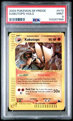 NEW CERT PSA 9- Pokemon Skyridge - Kabutops H13/H32 Holo ✨SWIRL✨ - Image 1