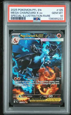 2025 POKEMON PFL EN-PHANTASMAL FLAMES #125 MEGA CHARIZARD X EX PSA 10 - Image 1