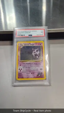 2000 Pokemon Gym Heroes Sabrinas Gengar 14 Gym Heroes Holo PSA 7 G2U - Image 3