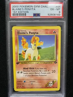 2000 Pokemon Gym Challenge 1st Edition Blaine's Ponyta 64/132 PSA 6 EX-MT - Image 1