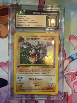Pokemon Aerodactyl 1999 Fossil-1st ED PRE-RELEASE Cosmos Holo CGC Pristine 10 - Image 1