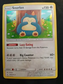 Pokemon Snorlax 158/214 - SM Unbroken Bonds - Holo Rare - MP - Image 1