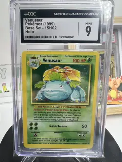 1999 Base Set Venusaur Holo 15/102 WOTC Vintage Pokemon TCG Like PSA CGC 9 Mint - Image 1