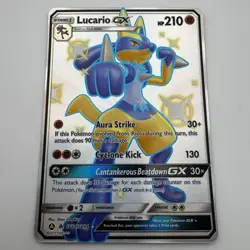 Pokemon TCG Lucario GX SV64/SV94 Hidden Fates Full Art Holo Shiny Near Mint - Image 1