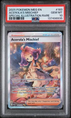 2025 Pokemon Mega Evolution Base #183 SIR Acerola's Mischief PSA 10 Gem Mint - Image 1