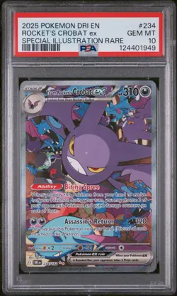Pokemon S&V Destined Rivals #234 SIR Team Rocket's Crobat ex PSA 10 Gem Mint - Image 1