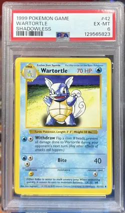 PSA 6 1999 Pokemon Shadowless Wartortle No. 42 - Image 3
