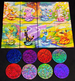 Pokemon Prismatic Evolution Eevee Mini Tin Art Cards 8 Complete Bundle & 8 Coins - Image 2