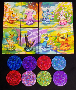 Pokemon Prismatic Evolution Eevee Mini Tin Art Cards 8 Complete Bundle & 8 Coins - Image 4