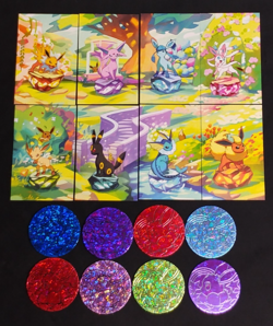 Pokemon Prismatic Evolution Eevee Mini Tin Art Cards 8 Complete Bundle & 8 Coins - Image 5