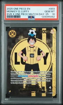 BVB x One Piece PSA 10 Monkey D Luffy Promo Card ST13-003 Matchday 25 Dortmund - Image 1