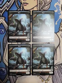 4x Rat (1,1) / Human (1,1) Dual-Sided Tokens - NM/M TDC MTG - Image 1