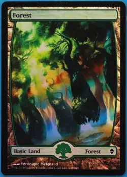 Forest (248) FOIL Zendikar HEAVILY PLD Extended / Full Art (509303) ABUGames - Image 1