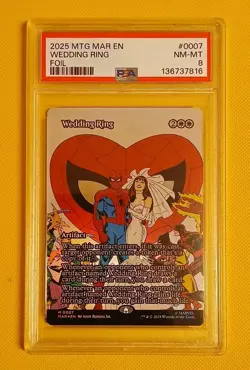 MTG - Marvel's Spider-Man - Wedding Ring (borderless FOIL) #0007 - PSA 8 - Image 1