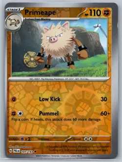 Primeape - Reverse Holo - Paldea Evolved Off Center ERROR Pokemon Card NM - Image 1