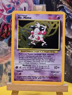 Pokemon TCG Card English Holo Rare Mr. Mime Jungle Set No Symbol Error 6/64 - Image 1