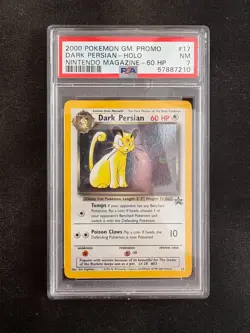 2000 POKEMON GAME PROMO NINTENDO MAGAZINE-60 HP #17 DARK PERSIAN-HOLO PSA 7 - Image 1