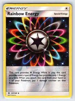 Rainbow Energy 137/149 2017 Sun & Moon Base Set Pokemon Card Reverse Holo - Mp - Image 1