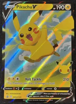 Pikachu V SWSH143 Black Star Promo - Pokemon TCG Celebrations - Holo NM - Image 1