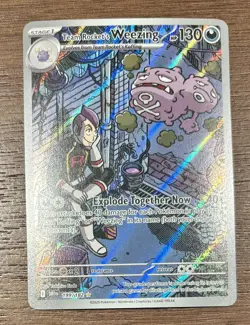 Team Rocket's Weezing 199/182 Illustration Rare Destined Rivals Pokemon NM - Image 1