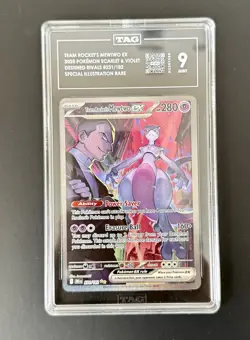 Pokemon Team Rockets Mewtwo EX Special Illustration Destined Rivals #231/182 Tag - Image 1
