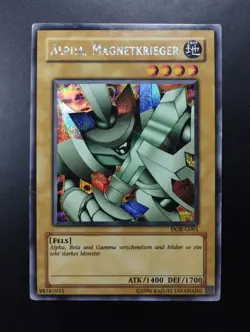 YUGIOH 2003 | ALPHA THE MAGNET WARRIOR | DOR-G001 | GERMAN PRISMATIC | VG - EX - Image 1
